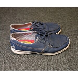 Skechers On The Go Walk Yoga Mat Blue Boat Shoes Lace Up Size 9 Women's Goga Max